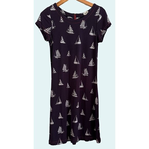 HATLEY Nautical Sailboat T-Shirt Dress Navy Red White Size XS - Picture 1 of 8